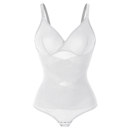 Cross Waist Bodysuit Sexy Women Briefs Shapewear with Film Coaster Mesh Breathable Suspender Top Tummy Control Ladies Underwear