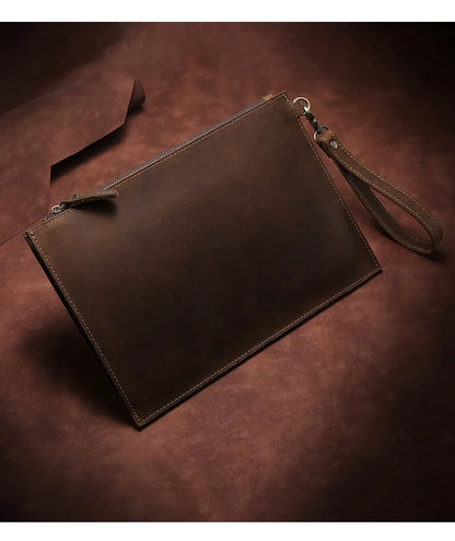 New Real Leather Handbag for Men Day Clutches Luxury Wristlet Coin Card Holders Zipper Clutch Designer Men's Wallets Purse Bolso