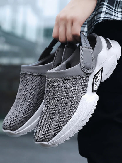 2025 Men Summer Sandal Mesh Mules Breathable Padded Beach Flip Flops Shoes Solid Flat Bath Slippers Outside Men Slippers Zapatos