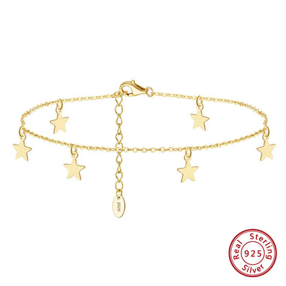 Rinntin Italian Sparkle Mirror Link Chain Anklet Women's 925 Silver Summer Foot Chain Bracelet Fashion Ankle Straps Jewelry SA29