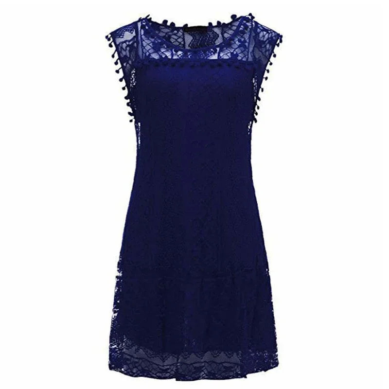 Summer White Women Dress 2024 Casual Sleeveless Beach Short Dress Female Sexy Tassel Mini Lace Dress Vestidos De Tricô Femenino