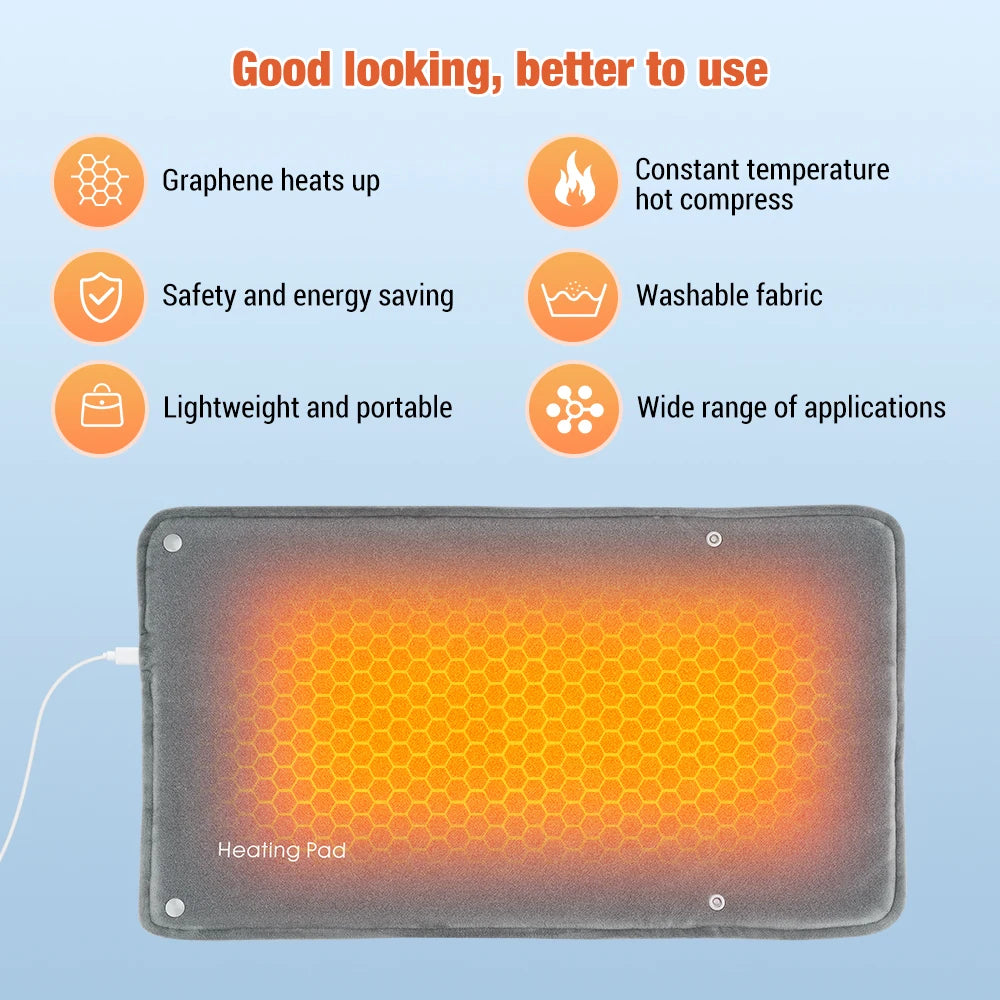 Electric Hand Warmer USB Charging Hand Muff Pouch Winter Heater for Home Office Heating Pad for Waist Legs Shoulder Blanket