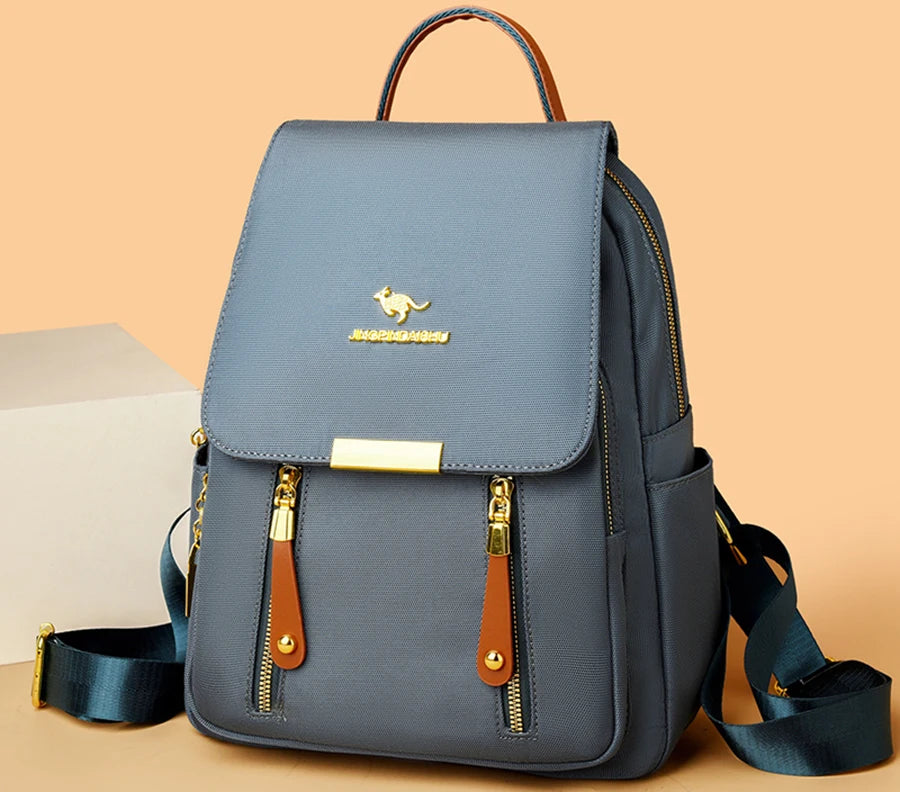 Hot Selling Solid Color Zipper Oxford Fashion Women's Backpack 2024 New Versatile Commuting Large Capacity Soft Female Back Pack