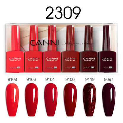 6pcs*9ml HEMA TPO FREE Nail Gel Polish CANNI Semi Permanent Jelly Pink Nude Color Gel Varnish Great Coverage UV LED Lacquer