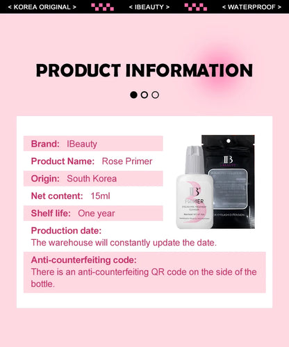 1 Bottle IBeauty Rose Primer Eyelash Extension Booster Long Lasting Korea Shop Adhesive Supplies Makeup Glue Stronger Tools