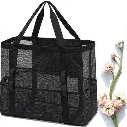 Mesh Beach Bag Waterproof Sandproof - Large Tote Pool Bag for Women Vacation Essentials Beach Accessories