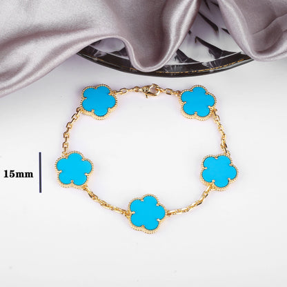7 colors classic simple five-leaf flower pendant necklace natural stones clover Choker Chain for women party daily wear jewelry