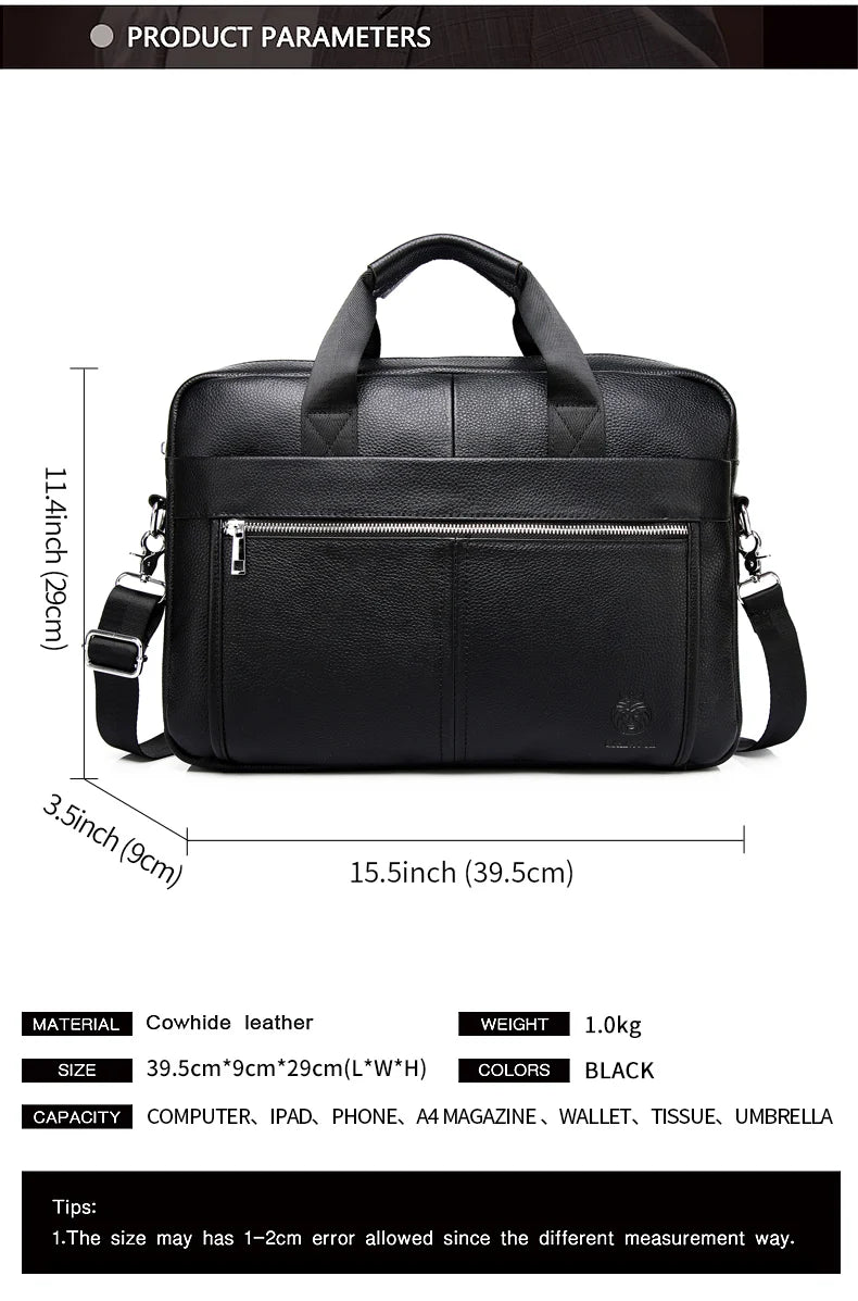 SCHLATUM Genuine Leather Briefcases Hard For Men Luxury Handbags Laptop Briefcase Bags 15.6 Inch Office Bussiness Computer Bag