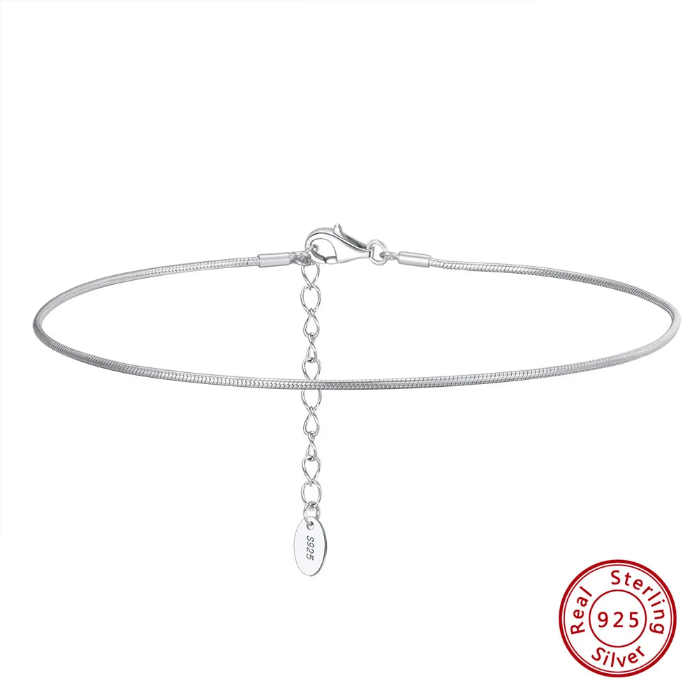 Rinntin Italian Sparkle Mirror Link Chain Anklet Women's 925 Silver Summer Foot Chain Bracelet Fashion Ankle Straps Jewelry SA29