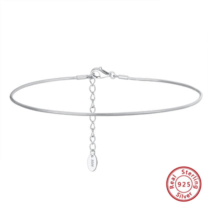 Rinntin Italian Sparkle Mirror Link Chain Anklet Women's 925 Silver Summer Foot Chain Bracelet Fashion Ankle Straps Jewelry SA29