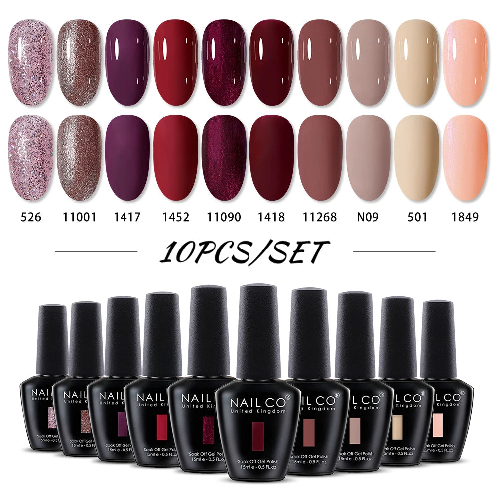 NAILCO 15ml 10/20/30pcs Nail Gel Polish 333 Colors Blue UV&LED Gel Varnish Nude Red Soak Off Semi Permanent UV Nail Gel Varnish