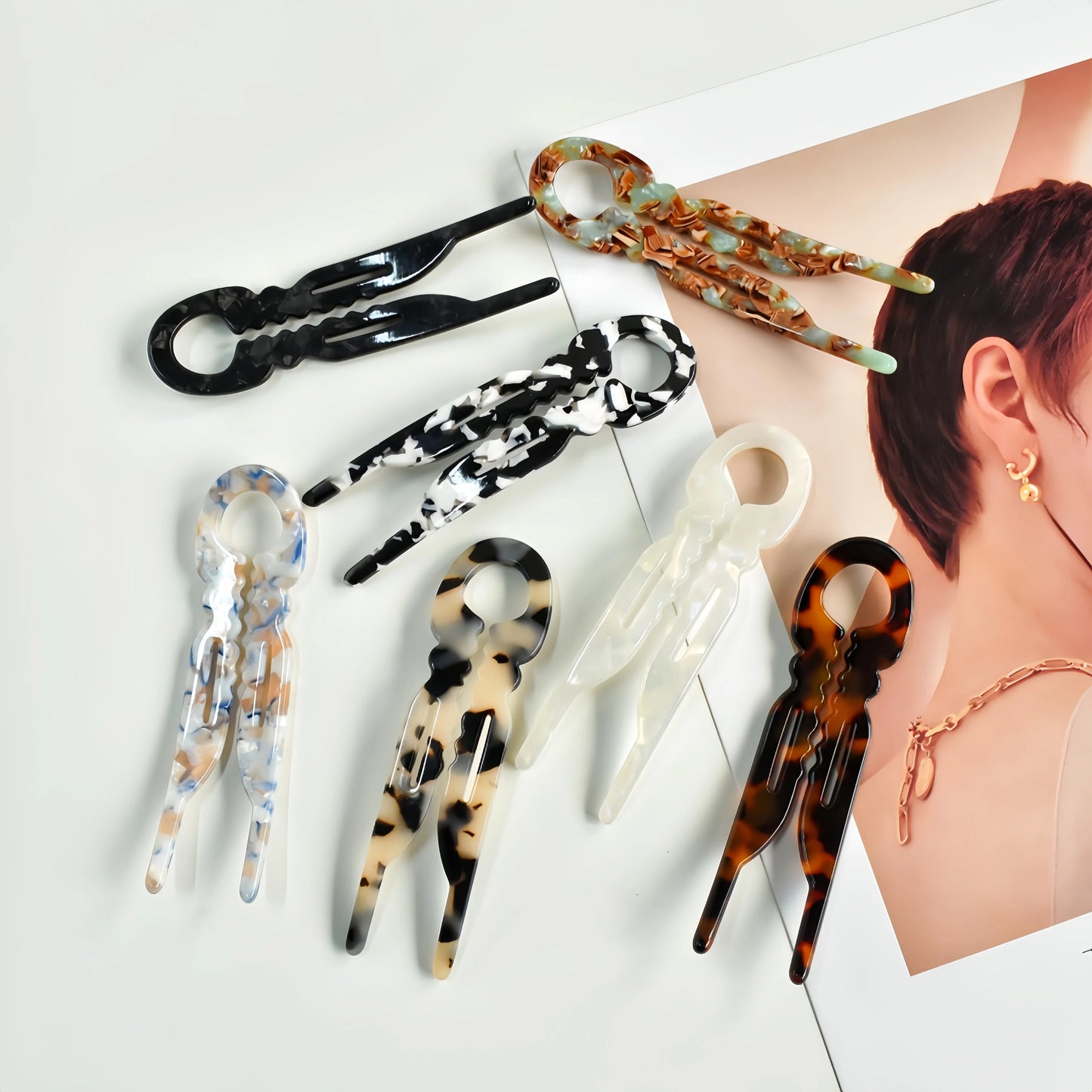 1PC New Model Acrylic Anti-Slip Toothed U-Shaped Hairpin for Updos and Casual Hairstyles - Suitable for Various Hair Volumes