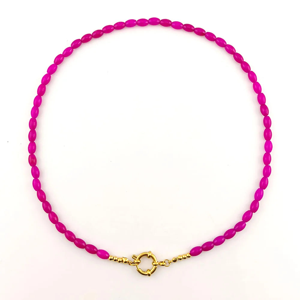 HUIDANG Trend Beads Necklace 2025 Collar Woman Colorful Natural Stone Necklace New In Summer
