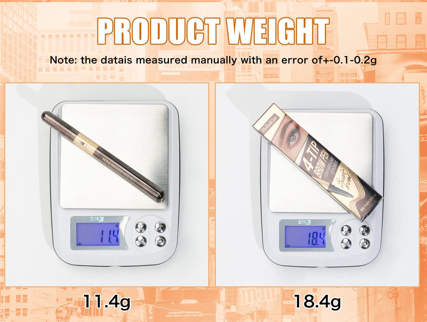 Four-pronged eyebrow pencil, four-end, long-lasting, non-smudged, water-resistant, anti-smudged eyebrow pencil