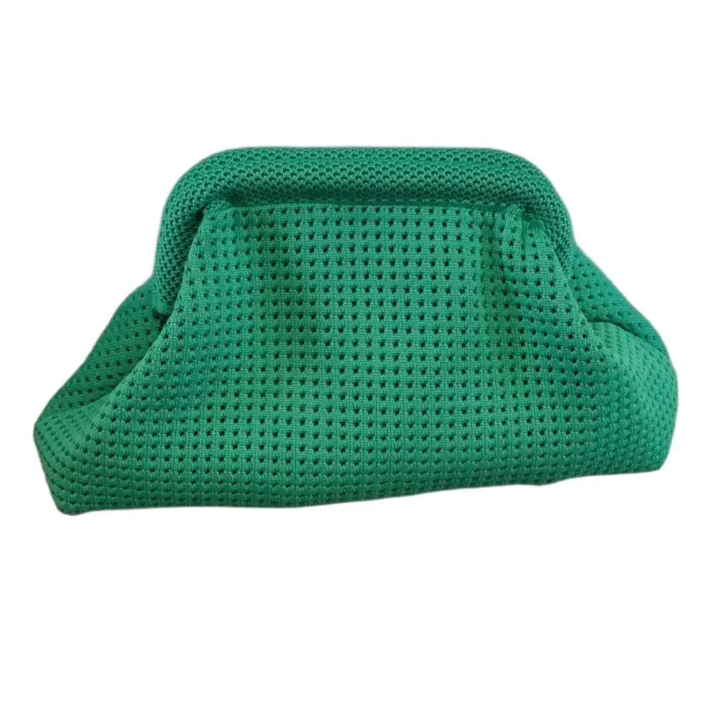 Durable Polyester Summer Beach Clutch Bag Elastic Soft Hollow Out Pouch Large Capacity Breathable Small Crochet Handbag Spring