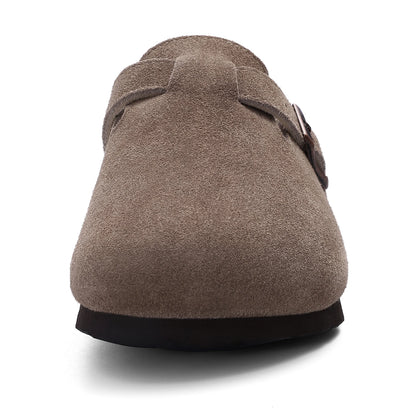 Goosecret Genuine Cow Suede Clogs for Women Men Clogs Soft Cork Footbed Mules Leisure House Shoes with Arch Support Beach Slides
