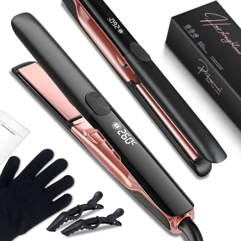 Professional Flat Iron Negative Ion Ceramic Hair Straightener Electric Fast Heat-Up Salon Styling Straightener Iron