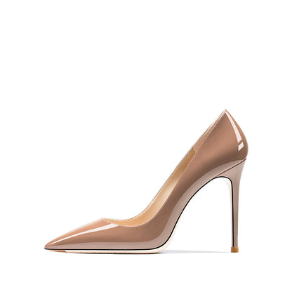 HLTINO Navy Blue Bright Shoes for Spring Summer Women Patent Leather High Heels Pointed Toe Sexy White Autumn Pumps