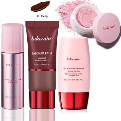 Ultimate Blurring Setting Powder Travel Size Set  Waterproof Setting Spray Blur Magnet Primer BASE BLUR BALM  Oil Control Kit