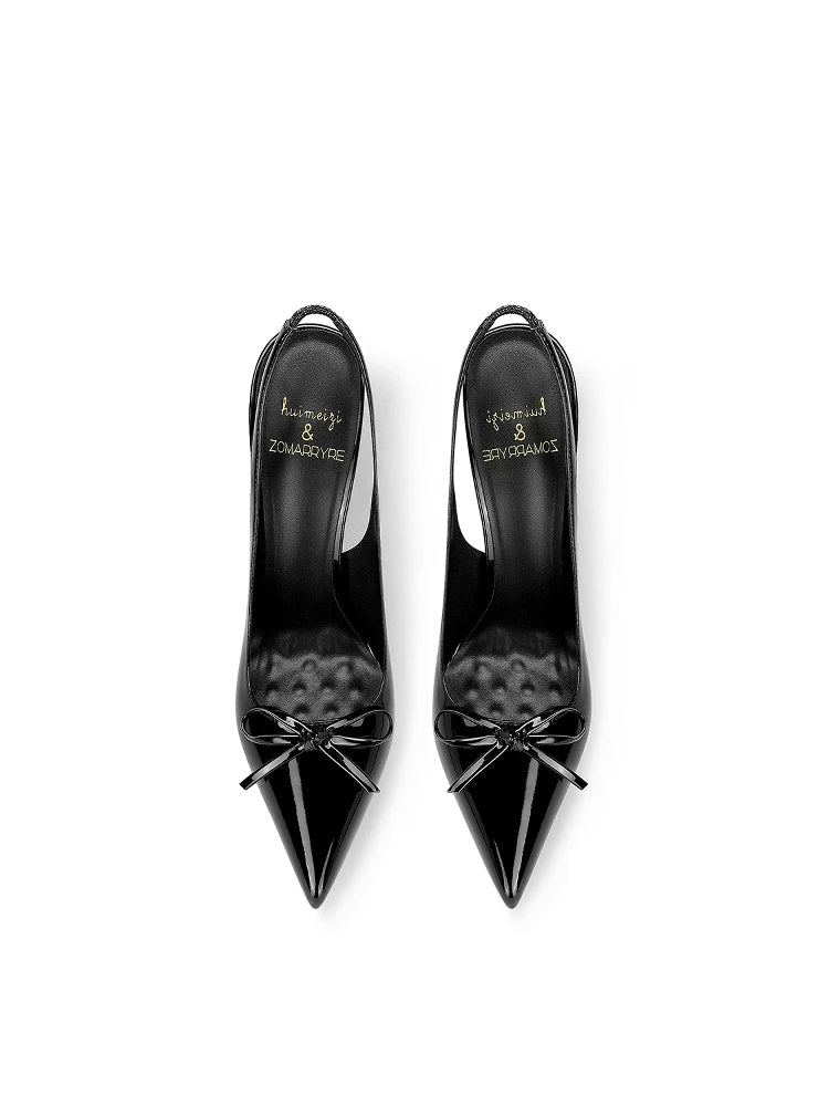 2025 Spring New Women's High Heels Black Patent Leather Pointed Stiletto Fashion Trend Women's Shoes