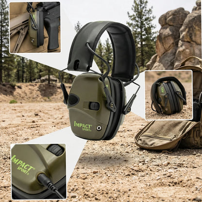 Tactical Electronic Shooting Earmuff Case Anti-noise Headphone Sound Amplification Hearing Protection Headset Foldable with Bag