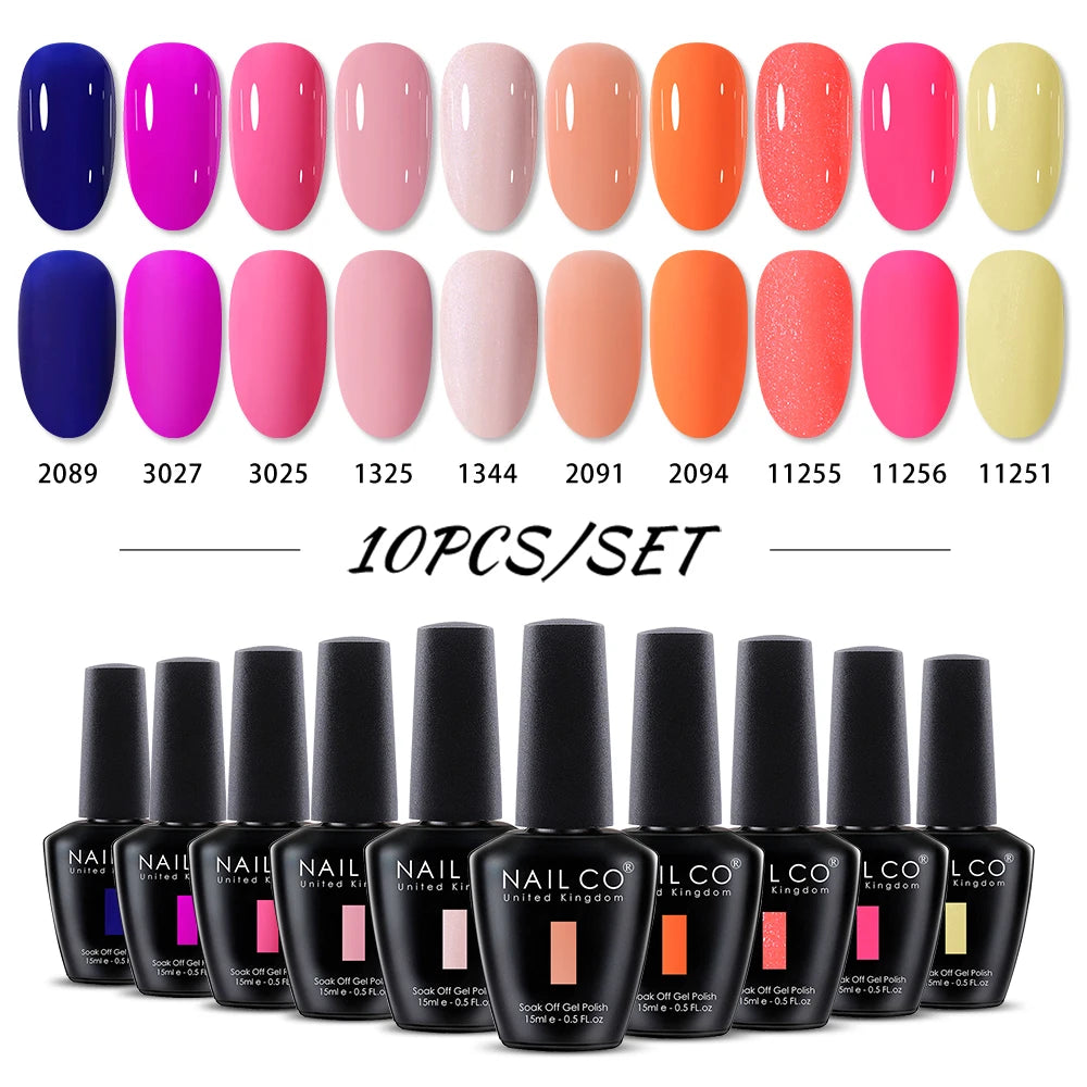 NAILCO 15ml 10/20/30pcs Nail Gel Polish 333 Colors Blue UV&LED Gel Varnish Nude Red Soak Off Semi Permanent UV Nail Gel Varnish