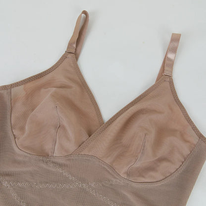 Cross Waist Bodysuit Sexy Women Briefs Shapewear with Film Coaster Mesh Breathable Suspender Top Tummy Control Ladies Underwear