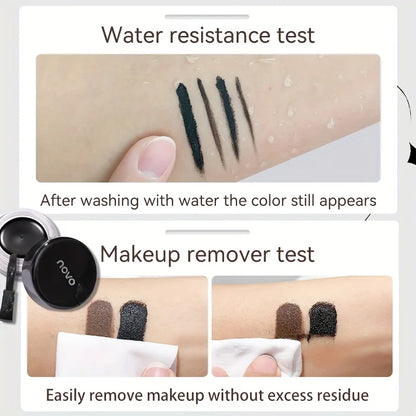 Portable Gel Eyeliner Black and Brown, Water Proof Smudge Proof Eyeliner Cream, Quick Drying Last for All Day Long Brow Eyeliner