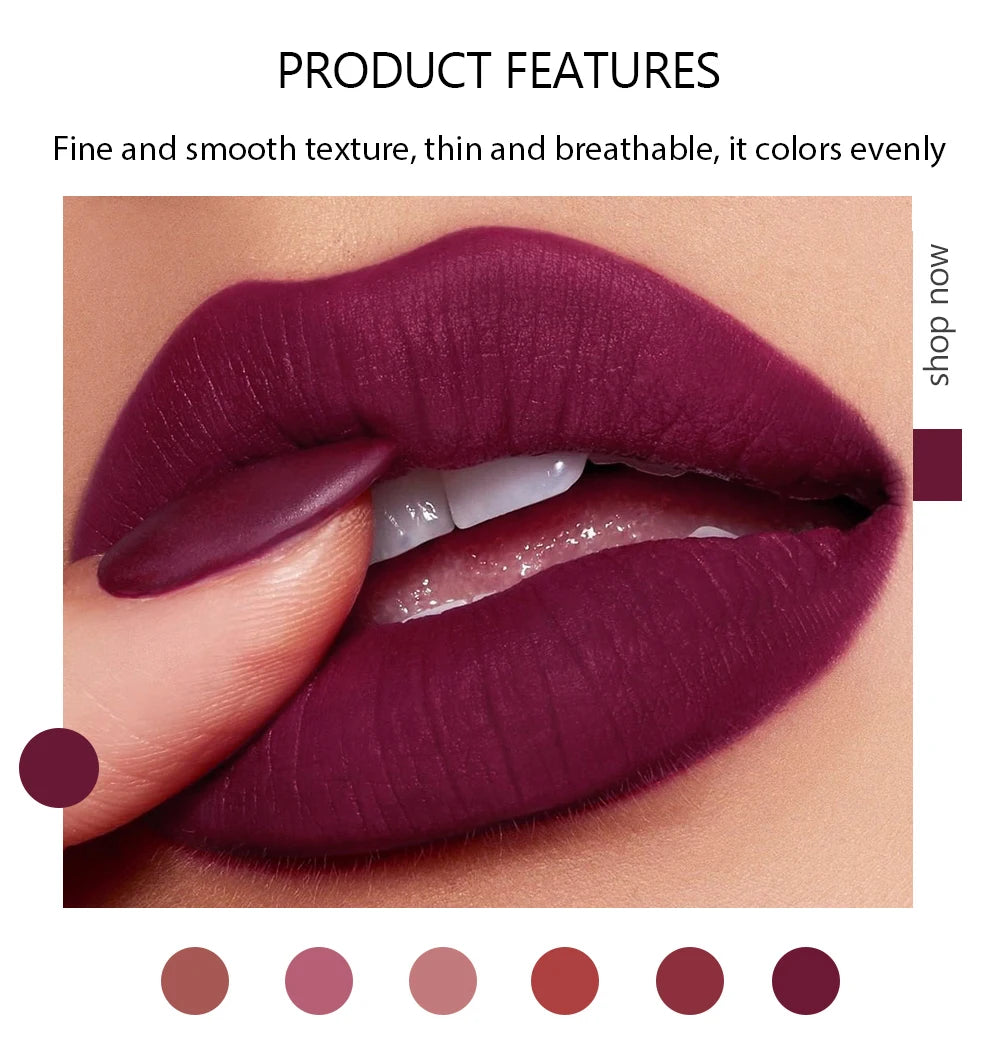 Moisturizing Matte Lipstick 6 Shades Long Lasting Non Transfer Nude Lip Gloss HANDAIYAN Cosmetics For Ladies