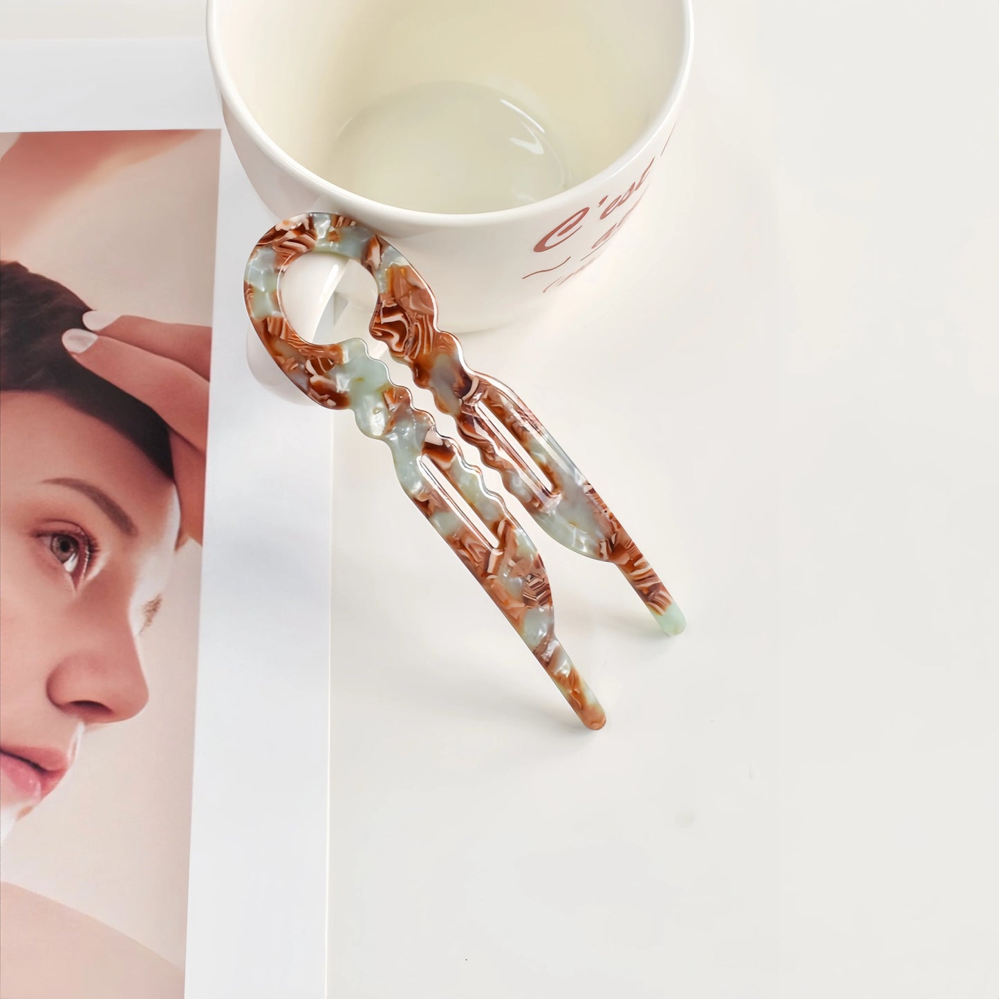1PC New Model Acrylic Anti-Slip Toothed U-Shaped Hairpin for Updos and Casual Hairstyles - Suitable for Various Hair Volumes