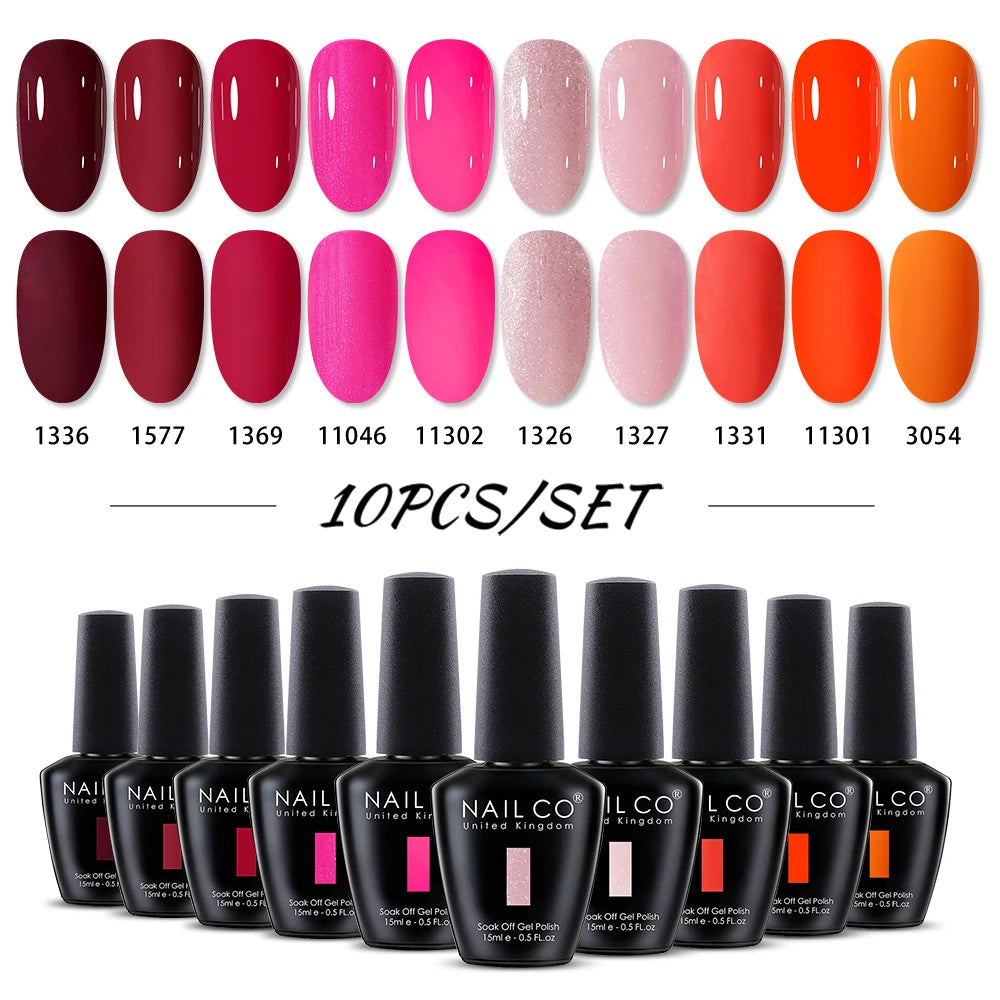 NAILCO 15ml 10/20/30pcs Nail Gel Polish 333 Colors Blue UV&LED Gel Varnish Nude Red Soak Off Semi Permanent UV Nail Gel Varnish