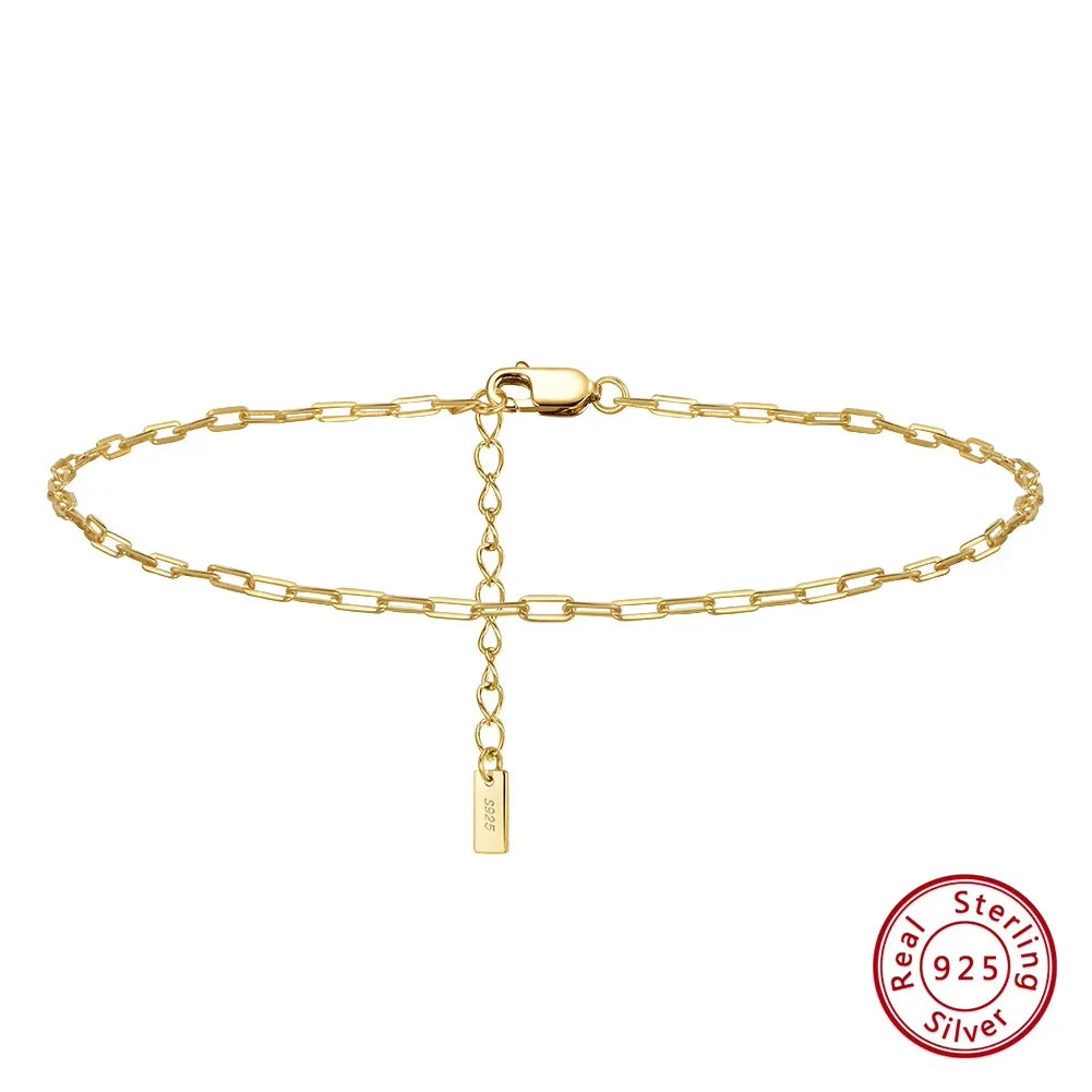 ORSA JEWELS 925 Sterling Silver Mariner Chain Anklets Fashion Women Summer 14K Gold Foot Bracelet Ankle Straps Jewelry SA24
