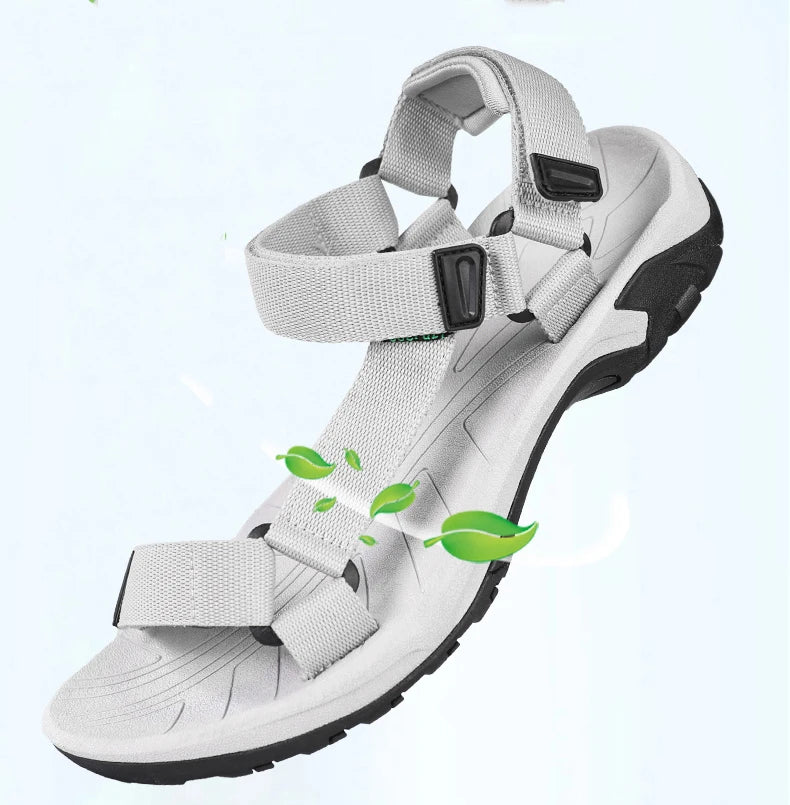 High Quality Summer Open Shoes Men Outdoor Adjustable Sandals Beach Gladiator Rome Breathable Green Pure Black Big Size 47 48