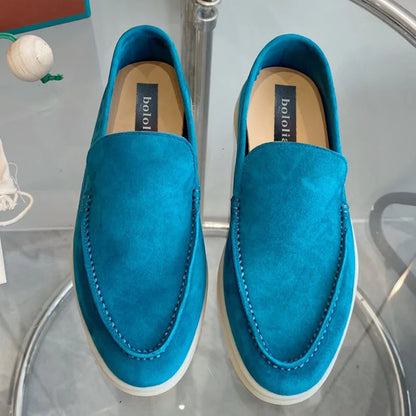 High Quality Men's walking driving shoes Unisex All genuine leather loafer Sheepskin suede Flat casual women's shoes large size