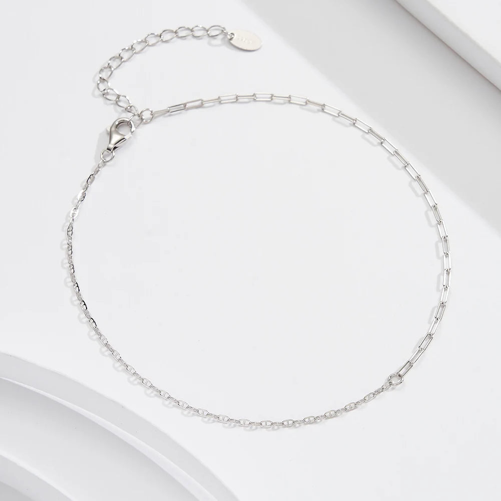 ORSA JEWELS 925 Sterling Silver Mariner Chain Anklets Fashion Women Summer 14K Gold Foot Bracelet Ankle Straps Jewelry SA24