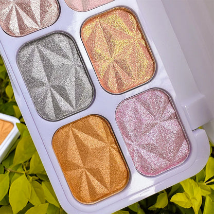 2026 New 8 Colors Metal Highlighter Palette Shimmer Iridescent Glitter Eye Shadow Throughout wear Set Spring Summer Vibrant Glow