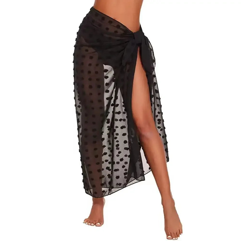 Summer Women Short Solid Sarong Swimsuit Coverups Beach Bikini Wrap Sheer Short Skirt Chiffon Skirt Scarf Swimwear Cover-ups