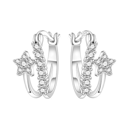 925 Sterling Silver Exquisite Multi-layer Ear Ring Jewelry Versatile Hoop Earrings For Women Jewelry Fine Birthday Party Gift