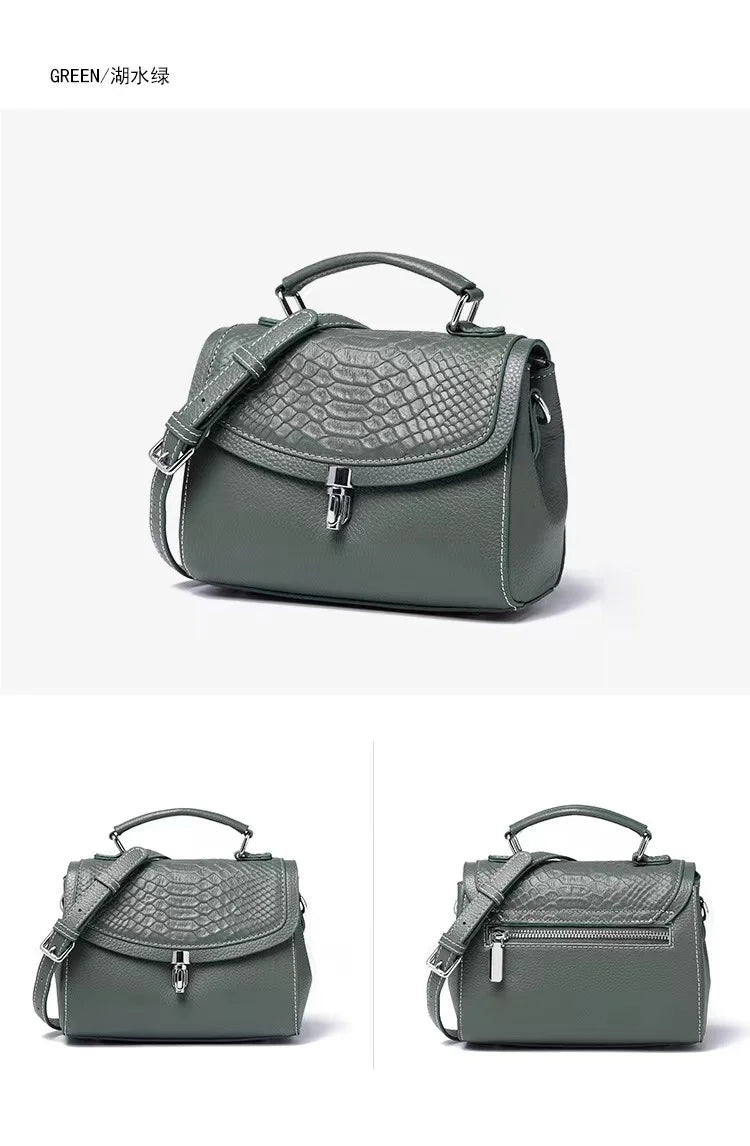 Women's Mini Bag Genuine Leather Lady Handbag Female Crocodile Pattern Crossbody Shoulder Bag Fashion Trend Small Flap Messenger