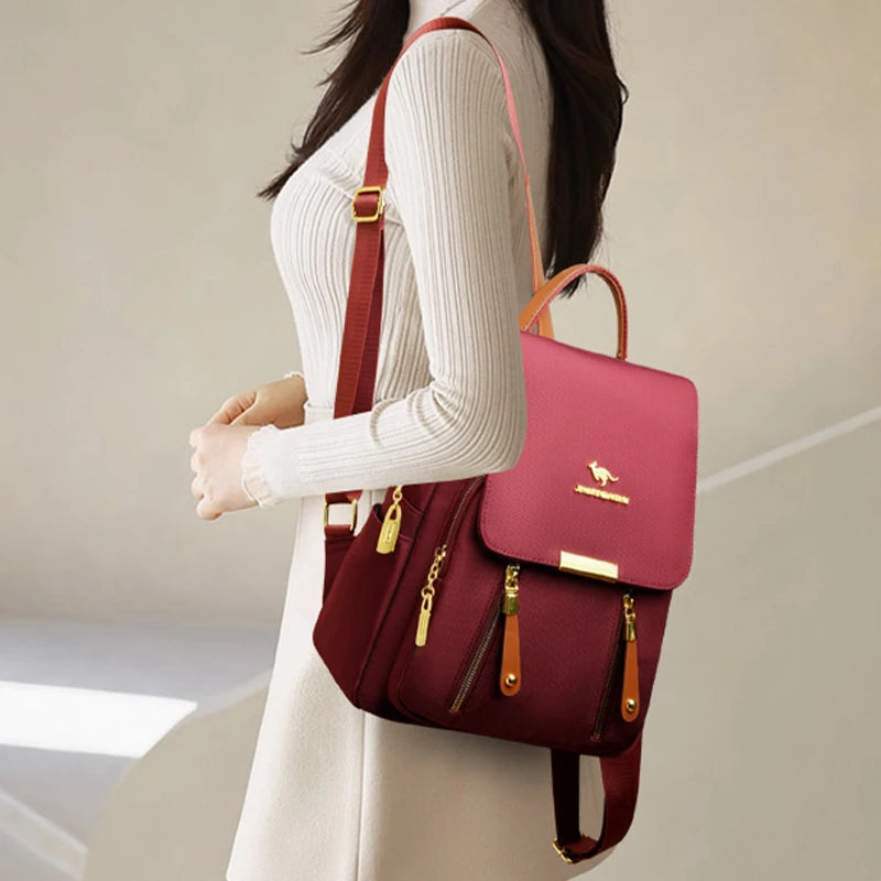 Hot Selling Solid Color Zipper Oxford Fashion Women's Backpack 2024 New Versatile Commuting Large Capacity Soft Female Back Pack