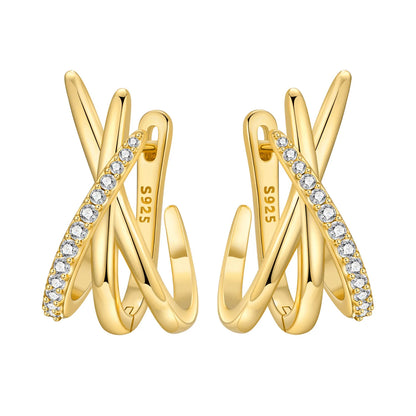 925 Sterling Silver Exquisite Multi-layer Ear Ring Jewelry Versatile Hoop Earrings For Women Jewelry Fine Birthday Party Gift