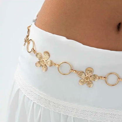 IngeSight.Z Exquisite Metal Large Flower Bikini Belly Waist Chain Women Fashion Summer Sexy Beach Party Belt Dress Body Jewelry