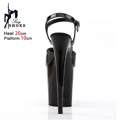 Sexy Platform 20CM Super High Heels Summer Model Runway Sandals Trend Women Shoes Fashion Ankle Strap Black Red White Sandals