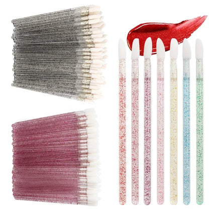 300/500PCS Crystal Lip Brushes Set Wholesale Lipstick Gloss Wands Applicators For Eyelash Extension Makeup Brush Beauty Tool