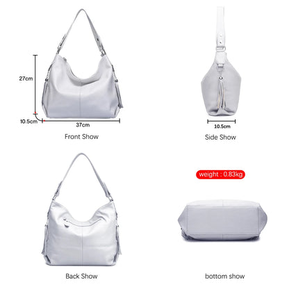 Zency 2026 New Fashion Soft Real Genuine Leather Tassel Women Handbag Elegant Ladies Hobo Shoulder Bag Messenger Purse Satchel