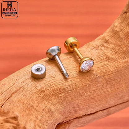 ASTM F136 Titanium Piercing Round Bowl Shaped Screw Labret Earring Set Lip Ring Cartilage Tragus Conch Jewelry Helix Nose Studs