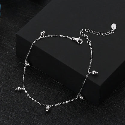 Rinntin Italian Sparkle Mirror Link Chain Anklet Women's 925 Silver Summer Foot Chain Bracelet Fashion Ankle Straps Jewelry SA29
