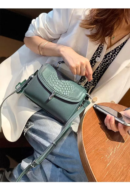 Women's Mini Bag Genuine Leather Lady Handbag Female Crocodile Pattern Crossbody Shoulder Bag Fashion Trend Small Flap Messenger