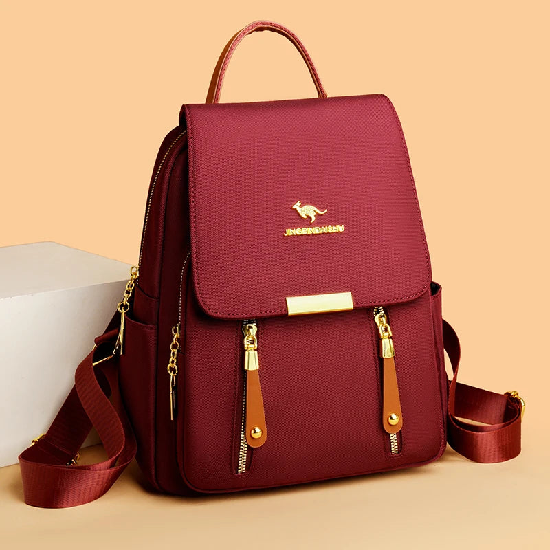 Hot Selling Solid Color Zipper Oxford Fashion Women's Backpack 2024 New Versatile Commuting Large Capacity Soft Female Back Pack