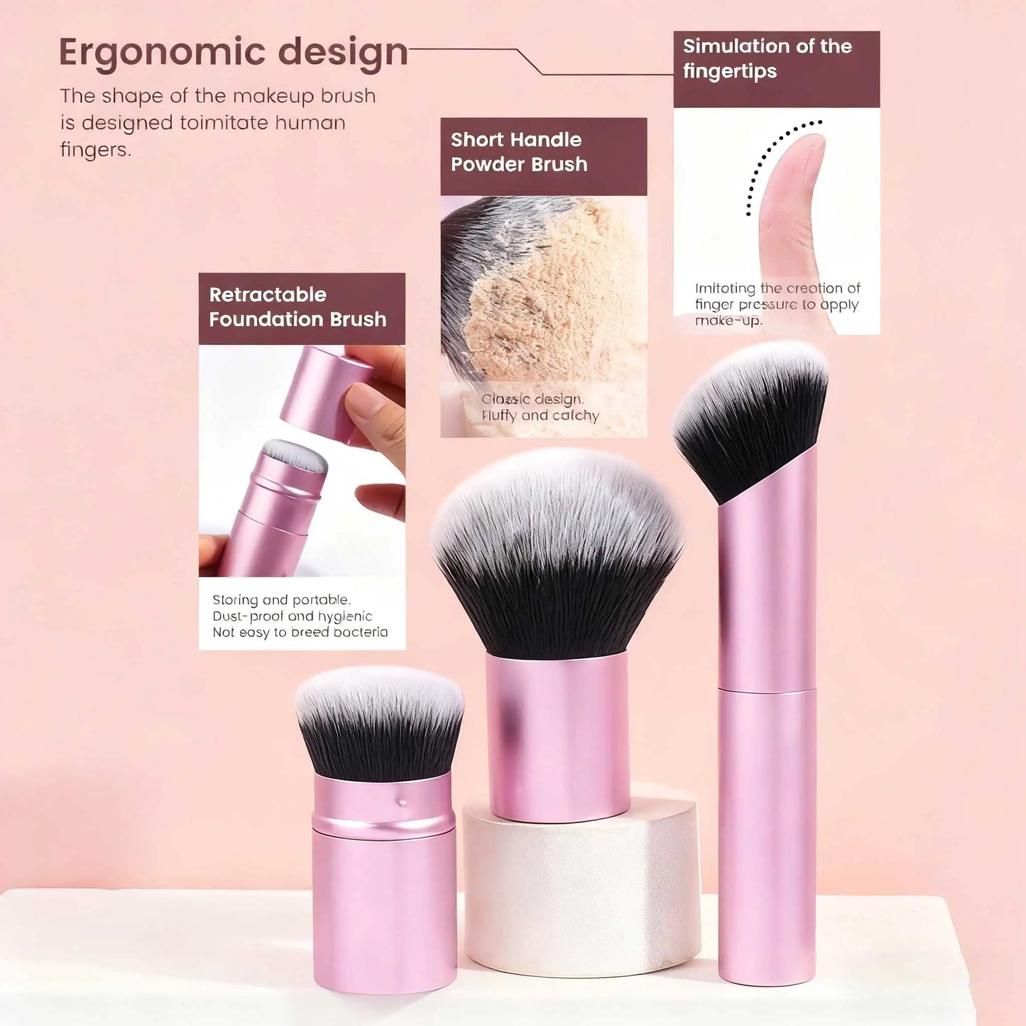 20pcs/set Pro Makeup Brushes Double Ended Foundation Concealers Blush Eye Shadows Brush for Liquid Cream Powder Blending